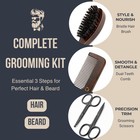Men s Boar Bristle Hair Brush   Comb Set With Beard Scissors - Grooming Kit