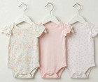 Baby Girls 3 Pack Bodysuits Laura Ashley Cotton Pink Floral Short Sleeve Vests
