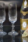 Wedding Toasting  2 Vintage Crystal Champagne Flutes   Glasses  10 Oz