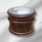 Small Vintage Hand Turned Wooden Trinket Box Handmade With Metal Moose On Lid