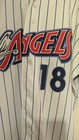 Game Worn Majestic Angels Mlb Pinstripe Jersey  18