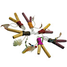 Kuripe Pipe With Feather  Leather And Quartz   Palo Santo Wood