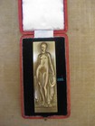 Art Deco 4  Bronze Medal plaquette By Pierre Turin  Nude Woman Disrobing  W case