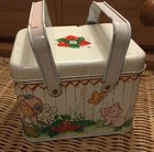 Vintage 1982 Strawberry Shortcake Metal Lunch Box Trinket Box Picnic Basket Tin