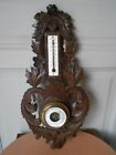 Vintage French  Black Forest  Wood Barometer   Thermometer