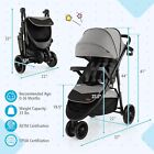 Baby Jogging Stroller Jogger Travel System W adjustable Canopy For Newborn Grey