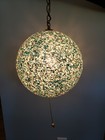 Vintage Mid- Century Turquoise Gray White Pebble Popcorn Confetti Lamp Works