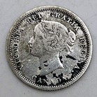1858 Canada 5 Cents Vf 1st Year Issue Km-2 Scarce Silver  925 Queen Victoria