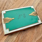 1930s Art Deco Tre-jur Brass Enamel Compact Box Vintage Makeup Vanity Case
