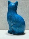 7 Inch Tall Vintage Chinese Turquoise Glazed Porcelain Cat