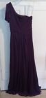 Davids Bridal Womens Bridesmaid Dress Size 6 Plum One Shoulder Waist Pendent Euc