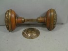 Antique Heavy Cast Brass bronze Ornate Oval Doorknob Set Look 