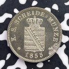 1855-f Germany Saxony 2 Neu  Groschen 20 Pfennig Lot c5581 Silver 
