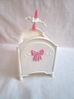 Loving Family Dollhouse Crib Baby White Pink Bow W  Mobile Fisher Price 1993 