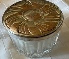 Antique Victorian Sterling Silver Cut Glass Crystal Ring Powder Jar Trinket Box