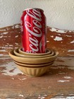 Vintage Yellow Ware Mini Bowl Trio Brown Stripes Farmhouse Primitive Shabby