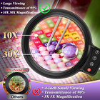10x 30x Large Magnifying Glass With Light And Clamp clip On Lighted Magnifier 72