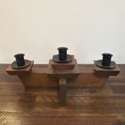 Vintage Handmade 1982  Wood 3 Taper Candle Holder Candelabra Solid