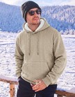Mens Sherpa Lined Hoodie Textured Fleece Pullover Sweatshirt Kangaroo Pocket Top