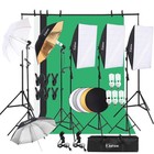 Photo Studio Photography Light Kit Umbrella Softbox Backdrops Stand W panel