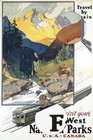 Travel By Train Far West National Parks Usa Canada Poster Wall Art Print Retro