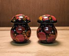 Vintage Set Of Russian Khokhloma Lacquered Salt   Pepper Shaker 