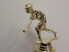 Female Bocce Ball Trophy  Award  Faux Marble Base  With Engraving    8  High