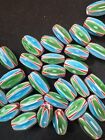30 Chevron Glass Beads   b1077 - Handmade Fancy Rare Vintage 10mm