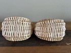 Set Of Two Farmhouse Woven Wicker Baskets W  Sturdy Handles And Liners