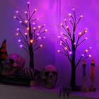 2 Pack 24 Inch Halloween Black Spooky Tree With Orange   Purple Lights  