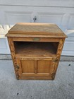 Vintage White Clad Oak Ice Box Style Cabinet Chest End Table 32  Tall Swivel Top