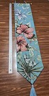 Wall Hanging  40    Floral Hibiscus Brocade Tapestry  Brass Ribbon Top  Blue Tassel