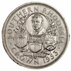 1953 Southern Rhodesia 1 Crown Cecil Rhodes Km 27 28 28g  500 Silver 14 14g Asw