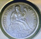 1888 Seated Liberty Dime 90  Silver 10c Au bu Gem