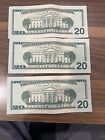 Lot Of 3 Sequenced  20 Dollar Bill Star Note Low Numbers Uncirculated Mint