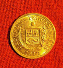 Rare Beautiful 1917 Peru Libra  gold  Km 207  Uncirculated