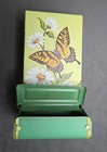 Vintage Jasco Metal Wall Matchbox Holder Tiger Swallowtail Butterfly   Daisies