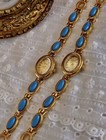 Gold And Blue French Vintage Style Unique Dainty Women   s Oval Wrist Watch Gift