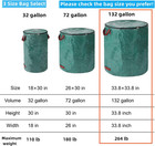 3 Pack 132 Gallons Reusable Yard Waste Bags With Lid Leaf Bags