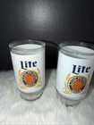 Vintage Miller Lite Beer Glasses 10 Oz Footed Barware Set Of 4