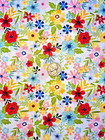 Pink Yellow Red Blue Floral Pattern Fabric Bty - 100  Cotton - Premium Singer