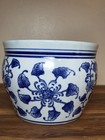 Vintage Chinese Blue And White Porcelain Planter Floral Fish Bowl Jardiniere 6   