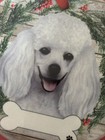 E s Pets Ceramic Christmas Ornament  Poodle Dog  3 1 2 Inches Round  Ribbon  New