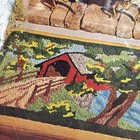 Vintage Aunt Lydia   s Punch Needle Rug Kit Covered Bridge In Summer No  671 New