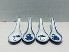 4 Vtg Blue   White Chinoiserie Porcelain Asian Ceramic Chinese Soup Spoons