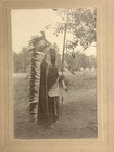 Antique Native American Indian Chief Wearing Feathered Headdress   Holding Staff