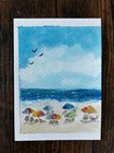 Aceo Original Tiny Art     down The Shore    3 Panel Seascape  Kelly ospina