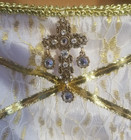 Renaissance  Medieval Fair Gold Velvet   Jeweled Cross Embellished Dress-costume