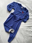 Vtg Carter Blue Striped Dinosaur Pj Set