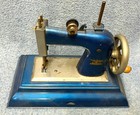Circa 1940s German Casige Blue Hand Crank Toy Sewing Machine Untested